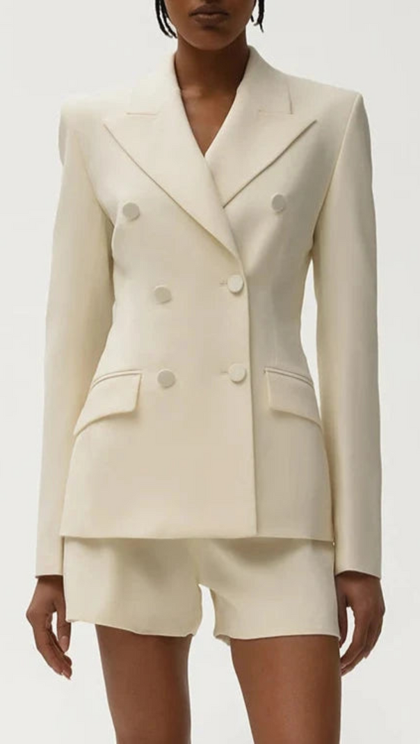 AIIZIE VIENNA CUTOUT FRINGE BACKLESS BLAZER IN APRICOT - product image