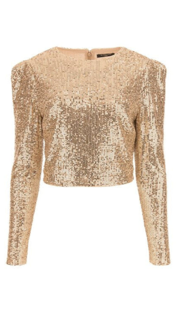 AIIZIE TRISTA SEQUIN SKIRT TOP SUIT IN GOLD - product image