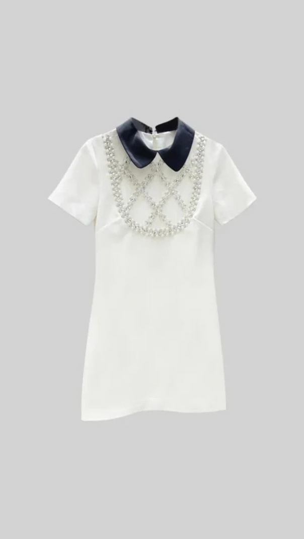 AIIZIE DRESS WITH CONTRASTING COLLAR AND JEWELRY DETAILS - product image