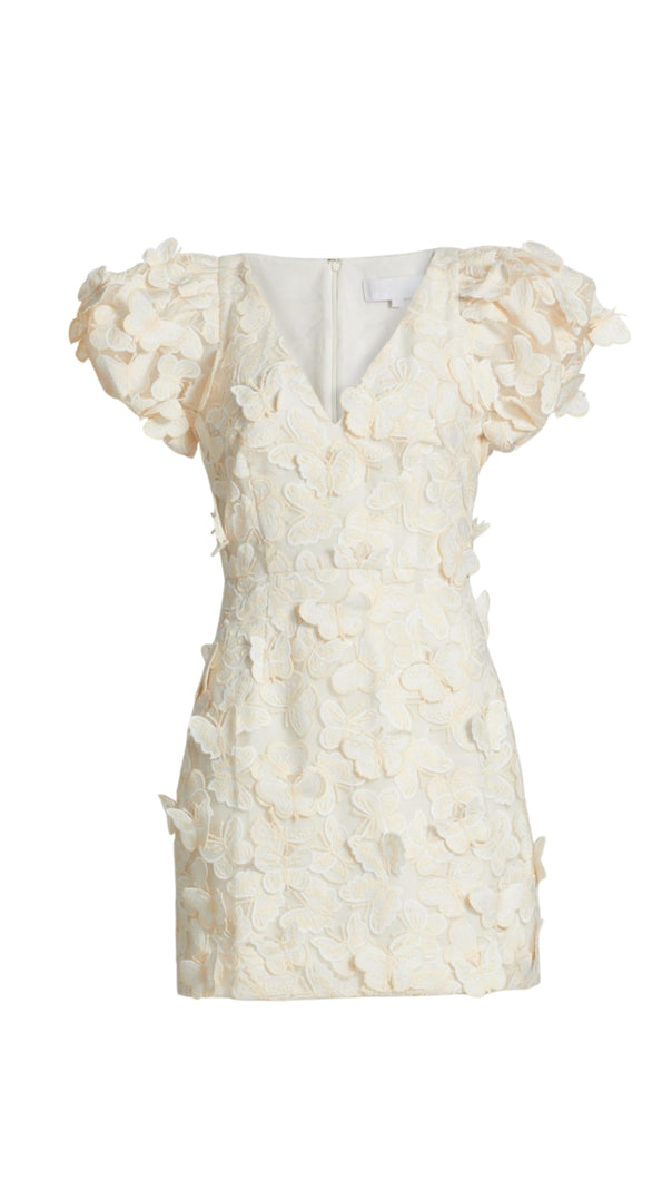 AIIZIE BUTTERFLY APPLIQUÉ MINI DRESS IN CREAM - product image