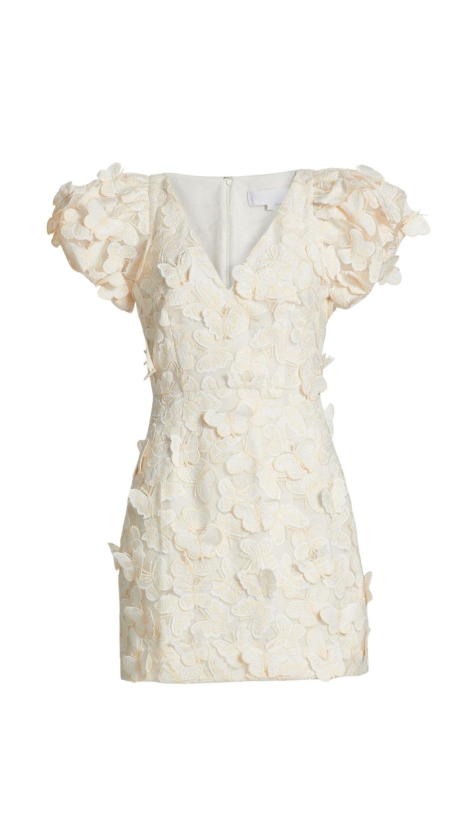 Minikleid mit Schmetterlingsapplikation in Creme