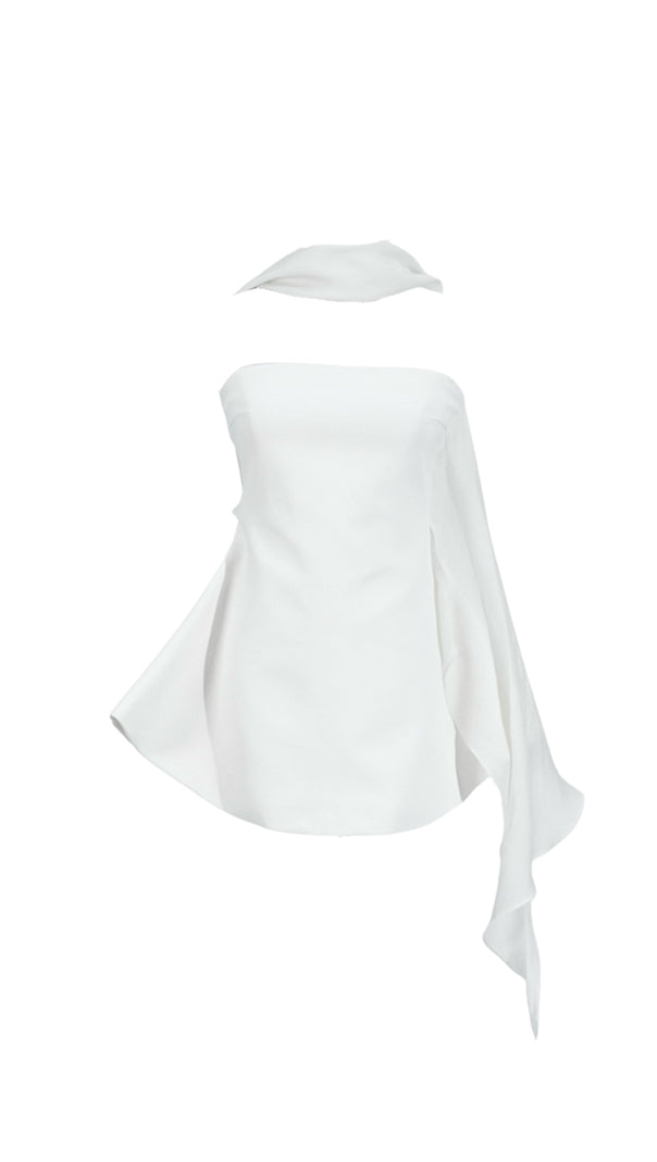 AIIZIE CALWA SCARF STRAPLESS FLARE MINI DRESS - product image