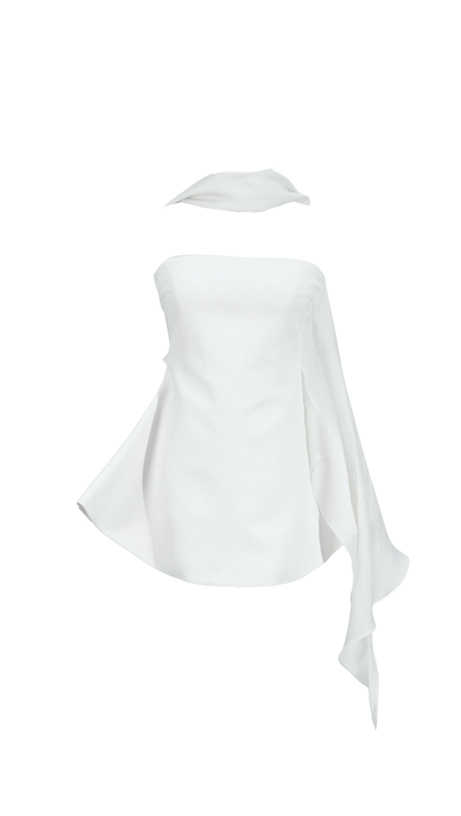 CALWA SCARF STRAPLESS FLARE MINI DRESS