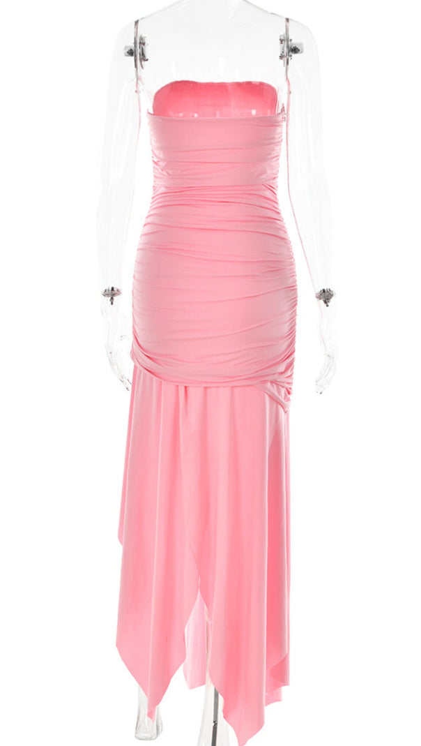 AIIZIE STRAPLESS RUCHED FISHTAIL SLIT DRESS - product image