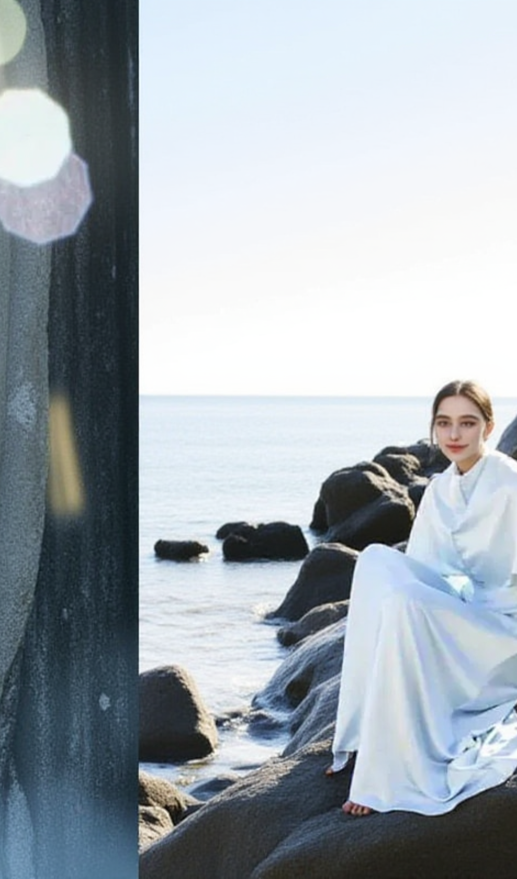 GLOSSY SILK TWILL SATIN CAPE MAXI DRESS IN PALE BLUE