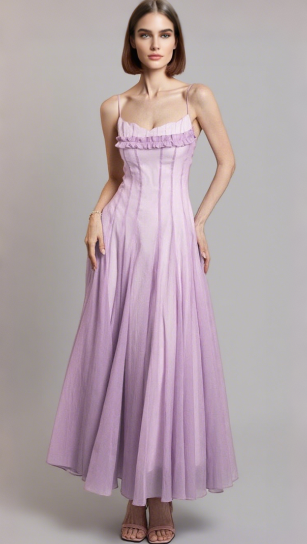 AIIZIE SIMONA CHIFFON CHEST WRAP MAXI DRESS IN PURPLE - product image