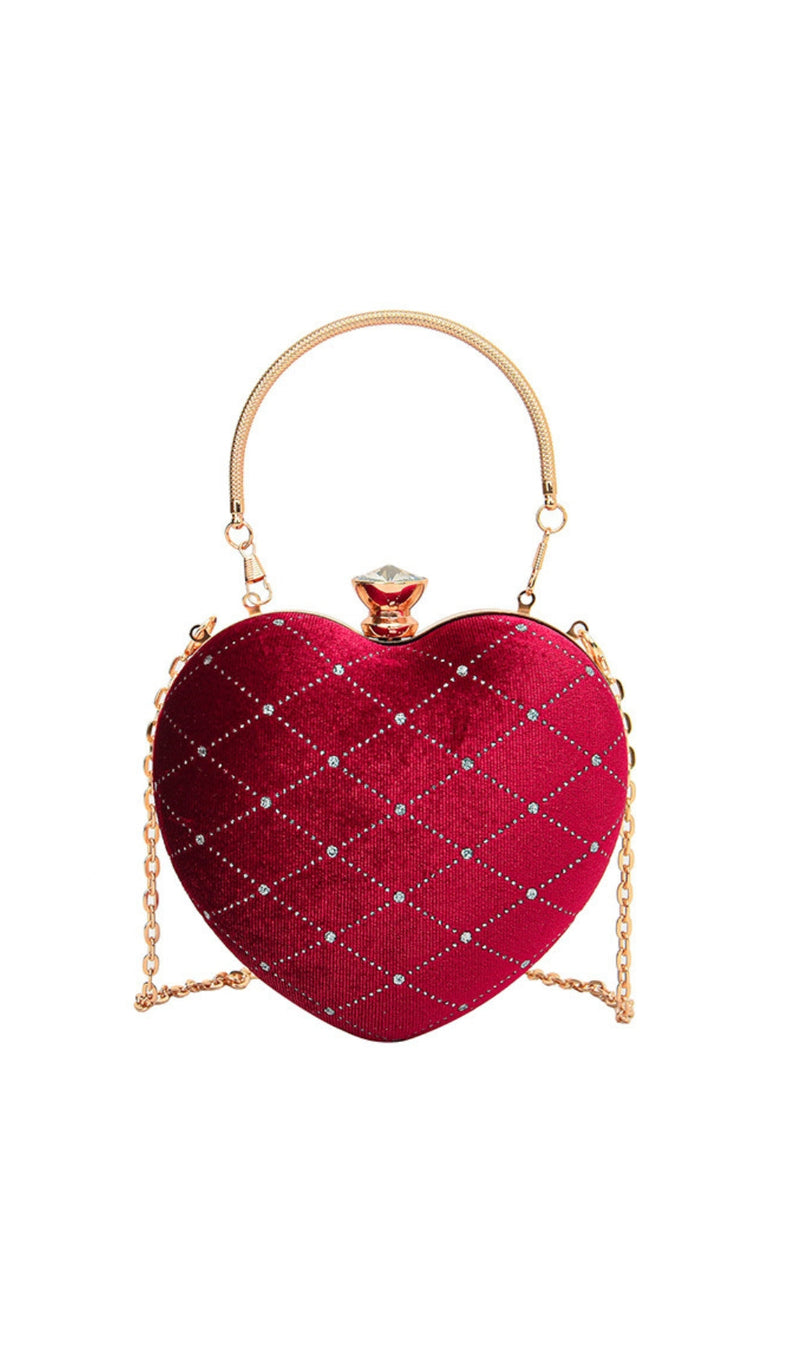 HEART SHAPED VELVET CLUTCH