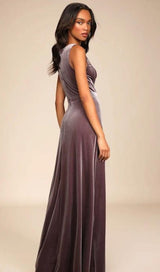 Beautiful Night Dusty Purple Velvet Sleeveless Maxi Dress