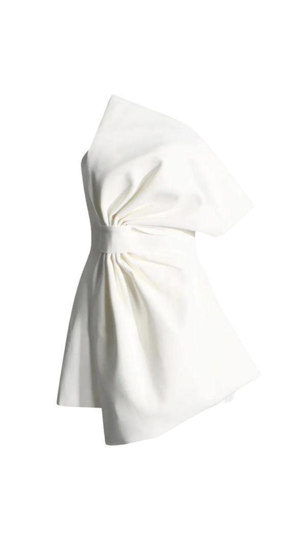 AIIZIE EVANGELINE STRAPLESS BOW MINI DRESS IN WHITE - product image