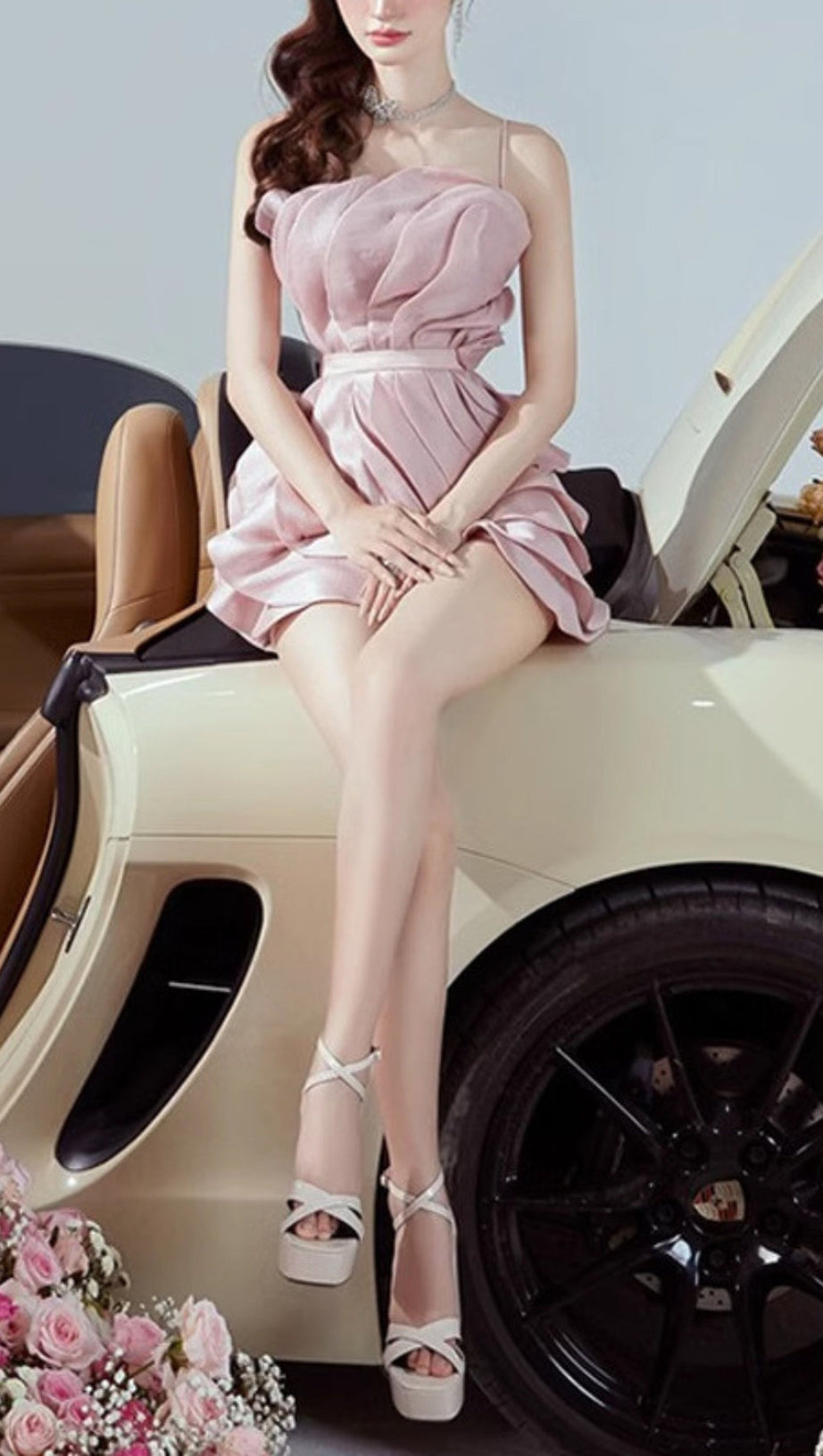 STRAPPY FLORAL WAISTED MINI DRESS