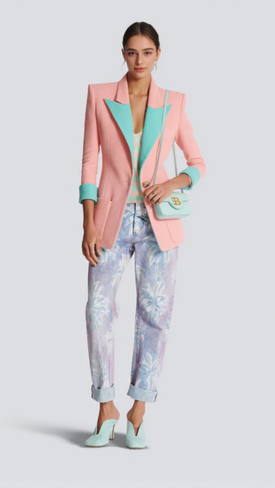 GIACCA BICOLORE IN CRÊPE DOPPIO A 1 BOTTONE