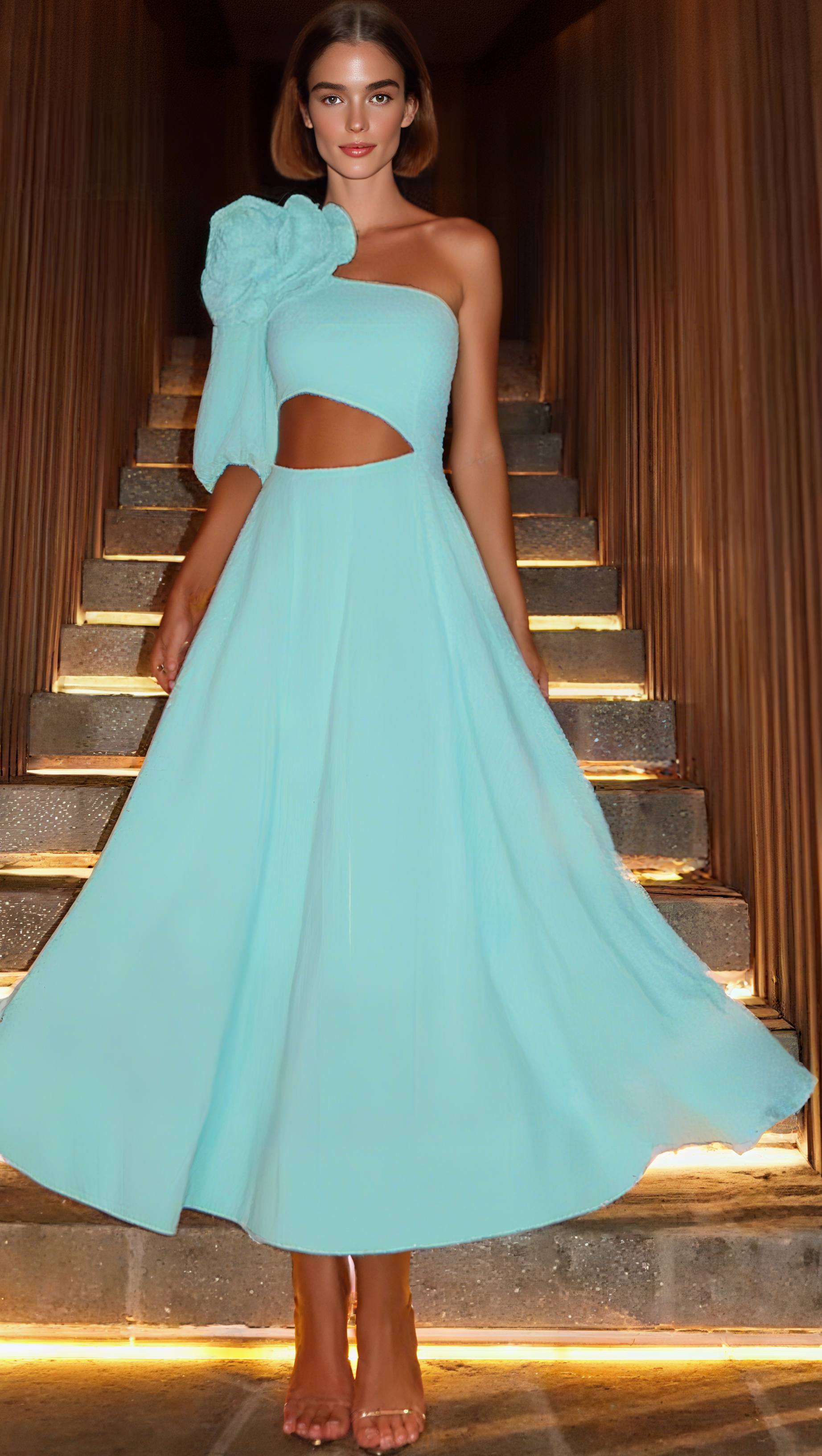 BIG FLOWER OFF-SHOULDER MAXI DRESS IN PINK