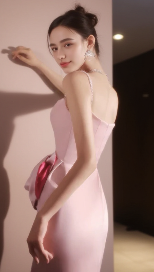 AIIZIE MARISOL FLOWER EMBELLISHED GOWN IN PINK - product image