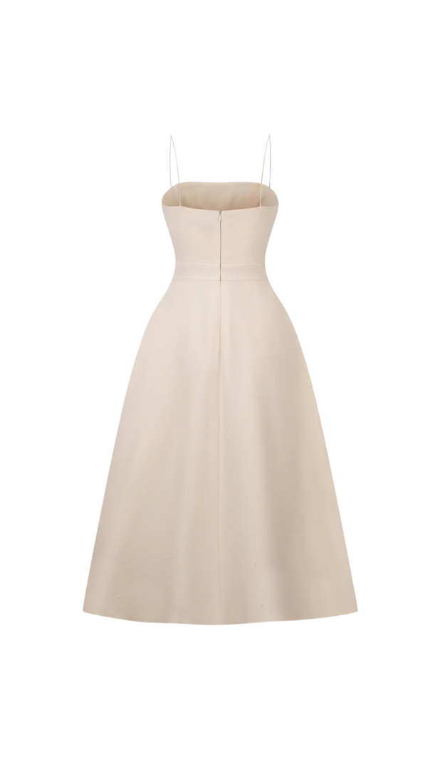AIIZIE ELIO BUTTON-EMBELLISHED MIDI DRESS IN CREAM - product image