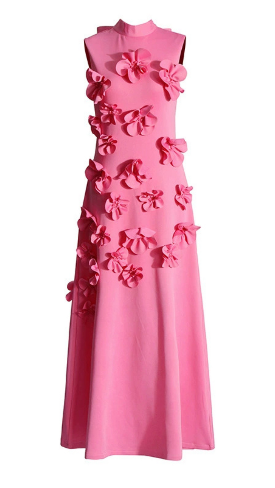ANNONA PINK FLOWER EMBELLISHED MAXI DRESS