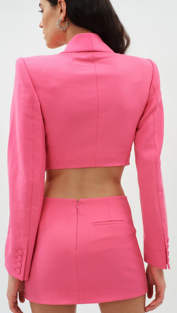AIIZIE EMBELLISHED BUTTERFLY CROPPED BLAZER IN PINK - product image