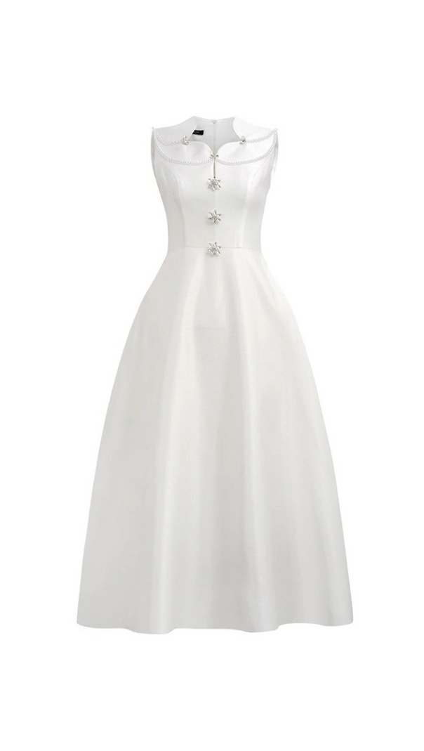 AIIZIE PEARL EMBELLISHED A LINE MIDI DRESS IN WHITE - product image