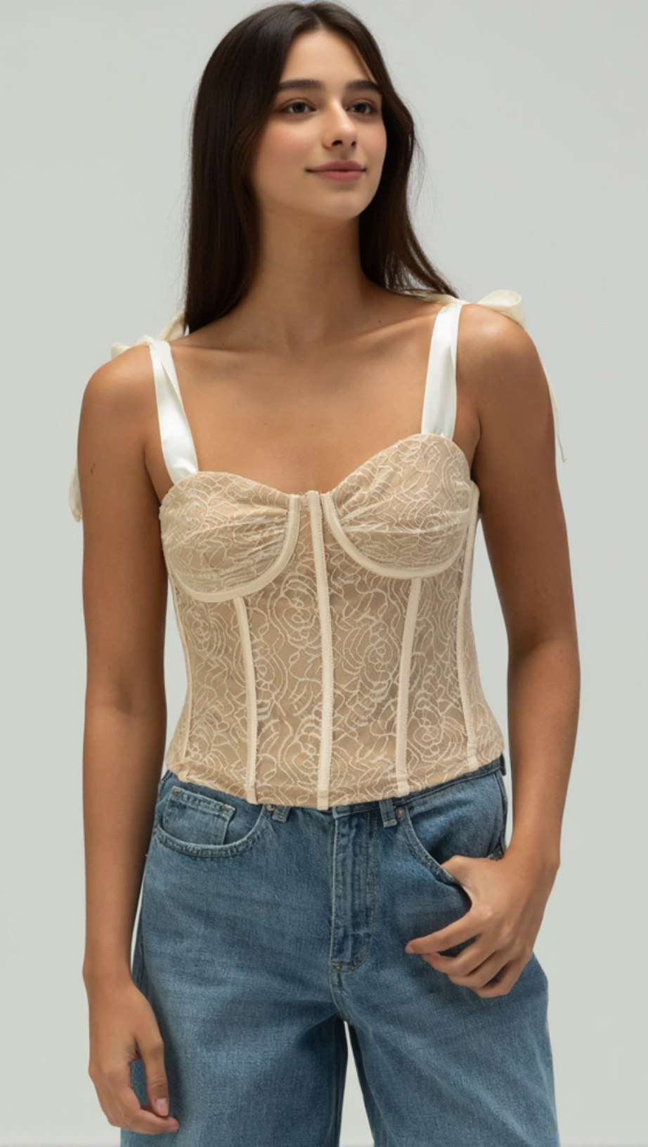 WEST OF MELROSE Damen Korsett-Top aus Spitze