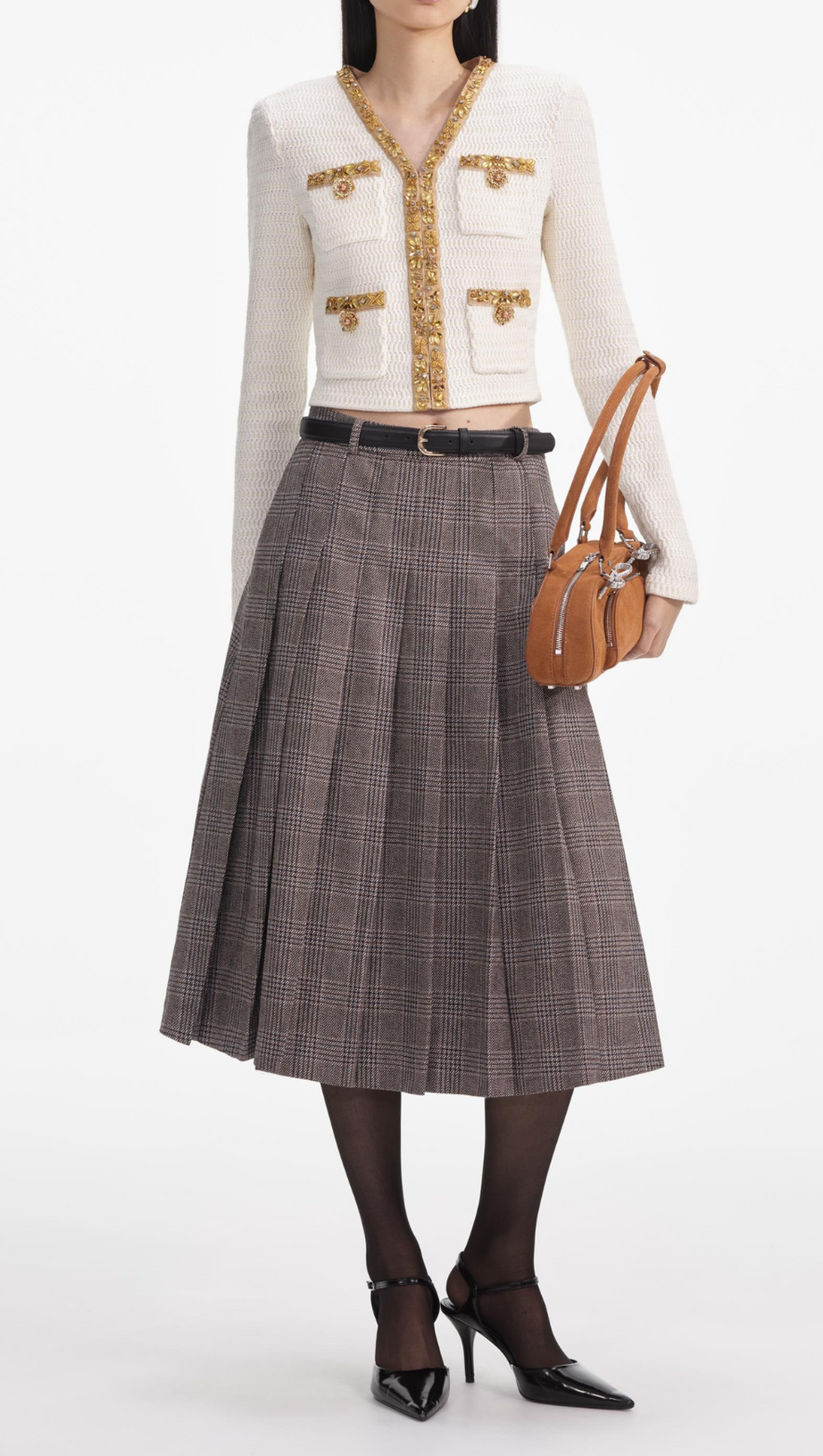 CREAM LUREX KNIT CARDIGAN