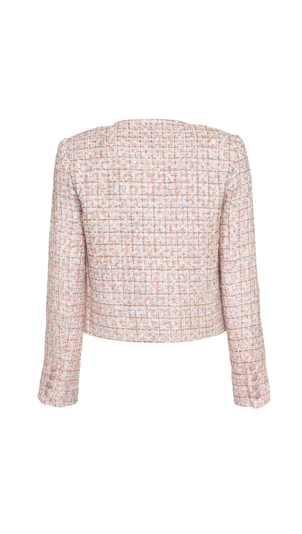 AIIZIE ALISA DIAMANTÉ TRIM BOUCLE TWEED JACKET IN PINK - product image