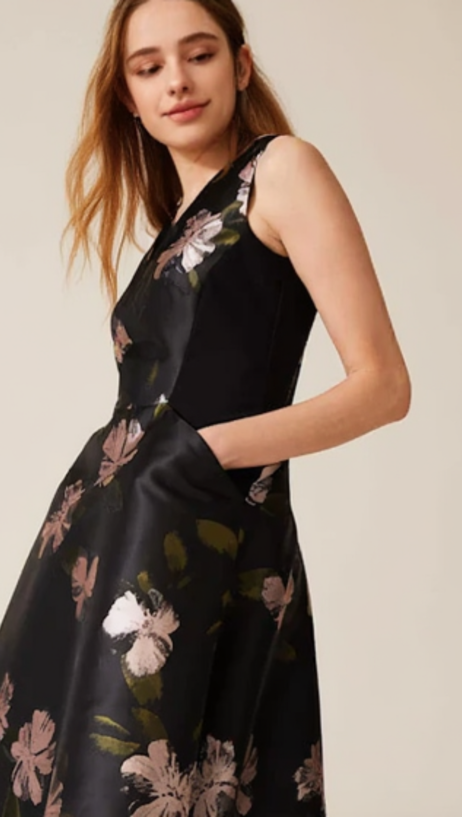 FLORAL JACQUARD MIDI DRESS IN BLACK