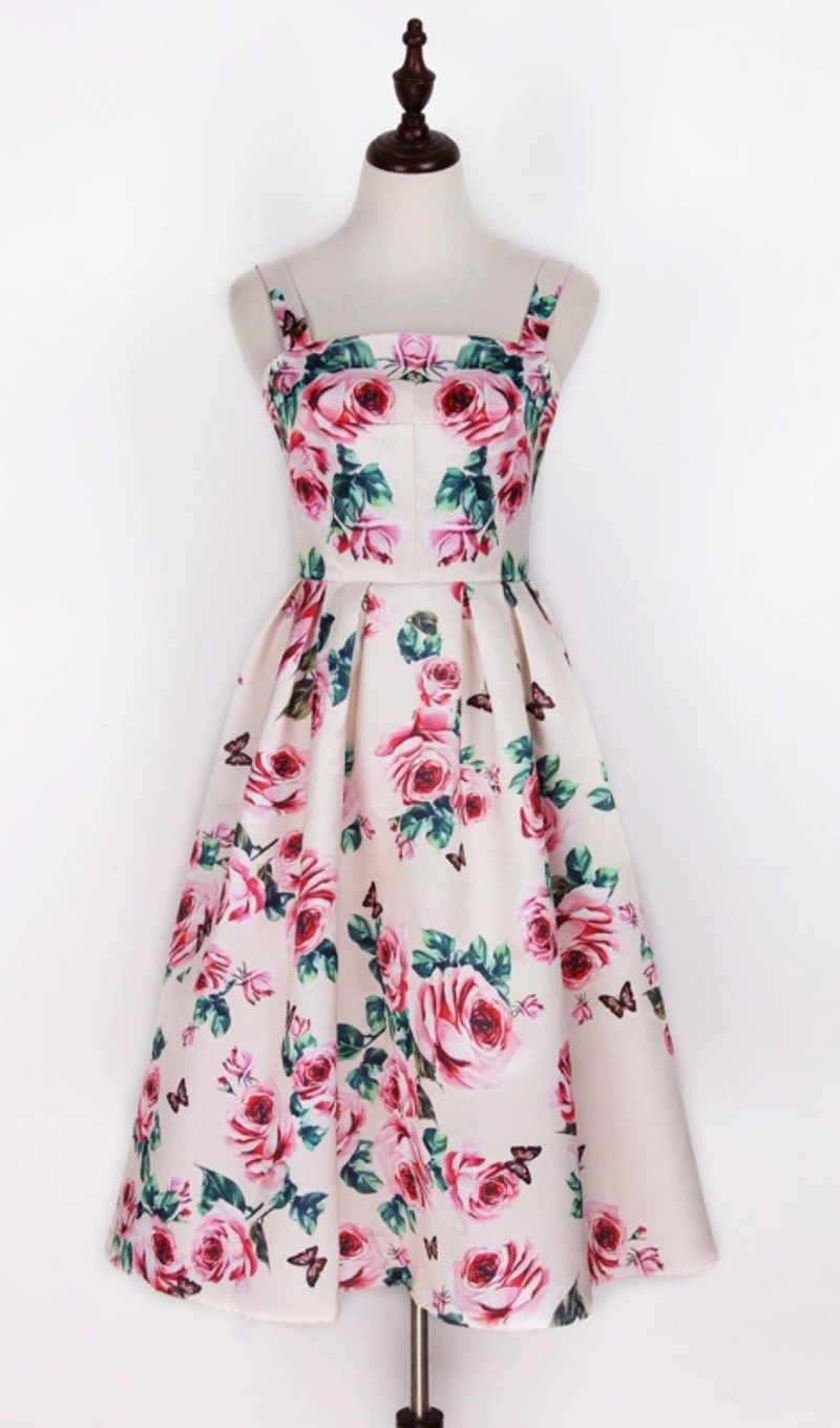 FLOWER PRINTED MIDI DRESS