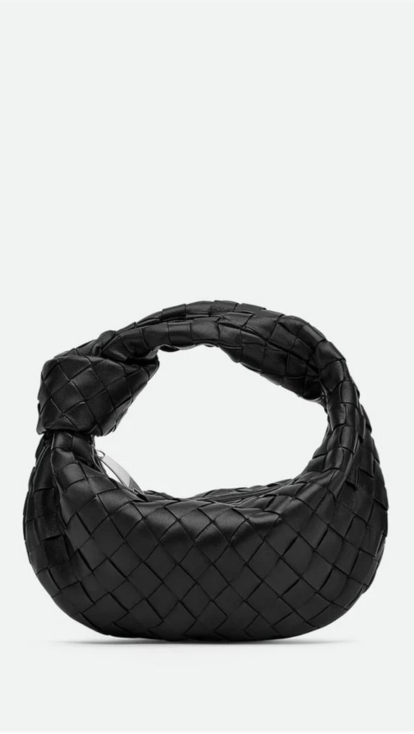 AIIZIE ZARIAH WEAVE KNOT CLUTCH BAG - BLACK - product image