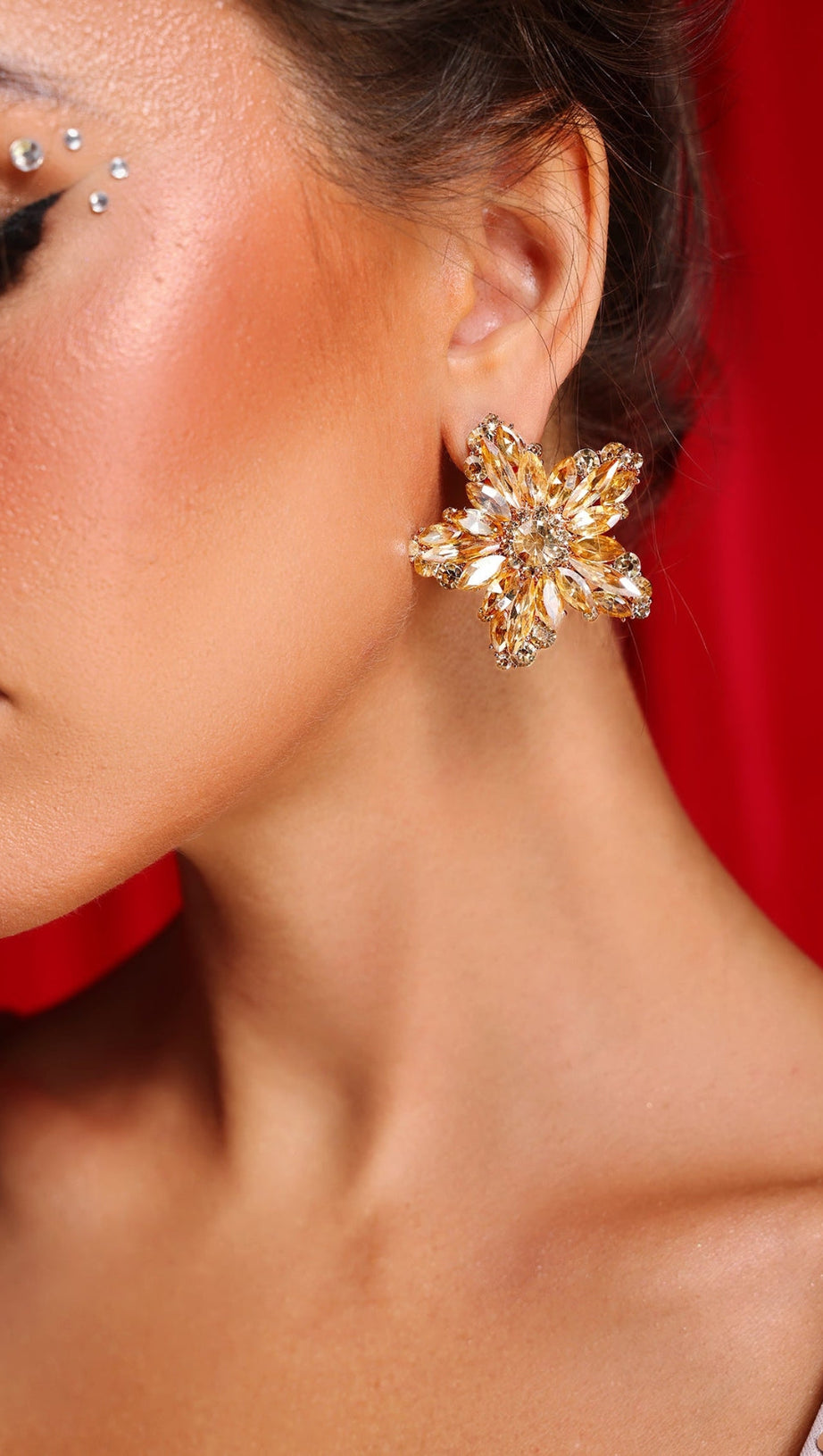 FLOWER RHINESTONE EARRINGS