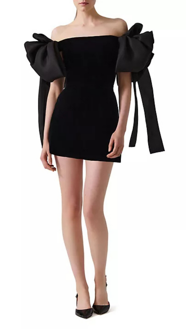 AIIZIE OFF-SHOULDER MINI DRESS IN BLACK - product image