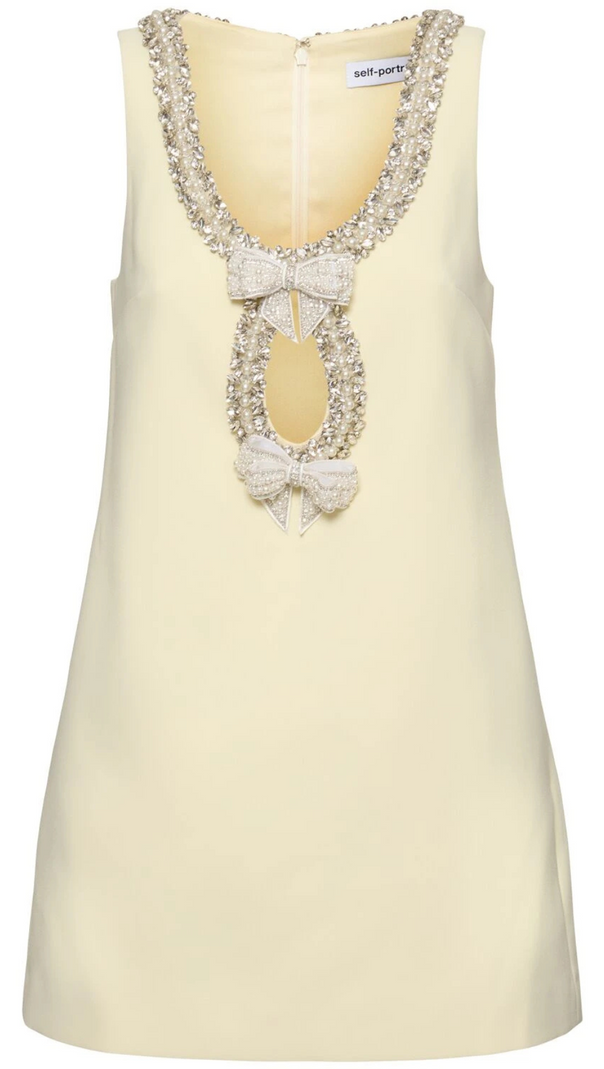 AIIZIE YELLOW CREPE BOW MINI DRESS - product image