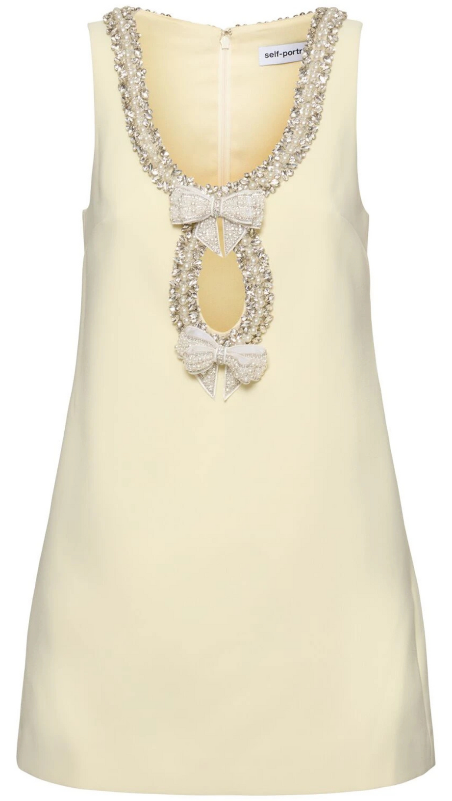 YELLOW CREPE BOW MINI DRESS