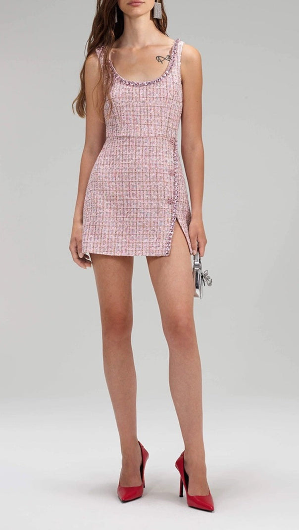 AIIZIE AOIFE TWEED CRYSTAL MINI DRESS - product image