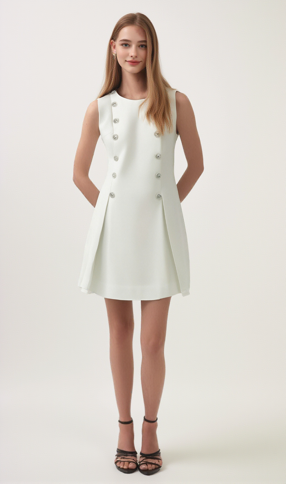 Lili Crystal Minikleid mit Knopfverzierung 