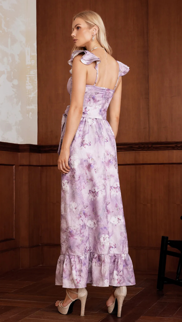 AIIZIE CROIX PURPLE FLORAL PRINTED MAXI DRESS - product image