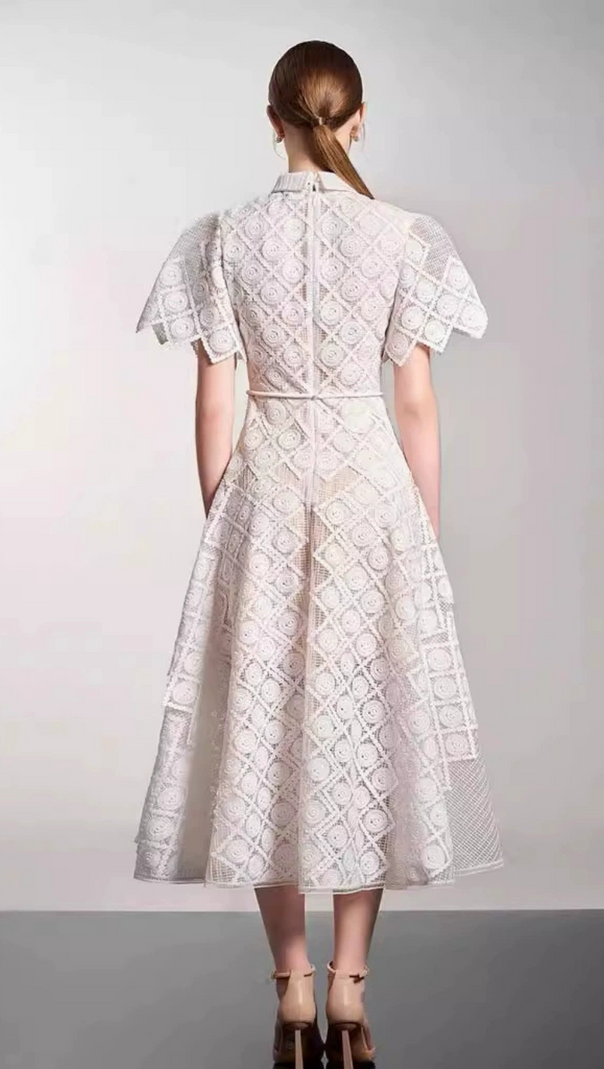 AIIZIE EMBROIDERY MIDI DRESS IN WHITE - product image