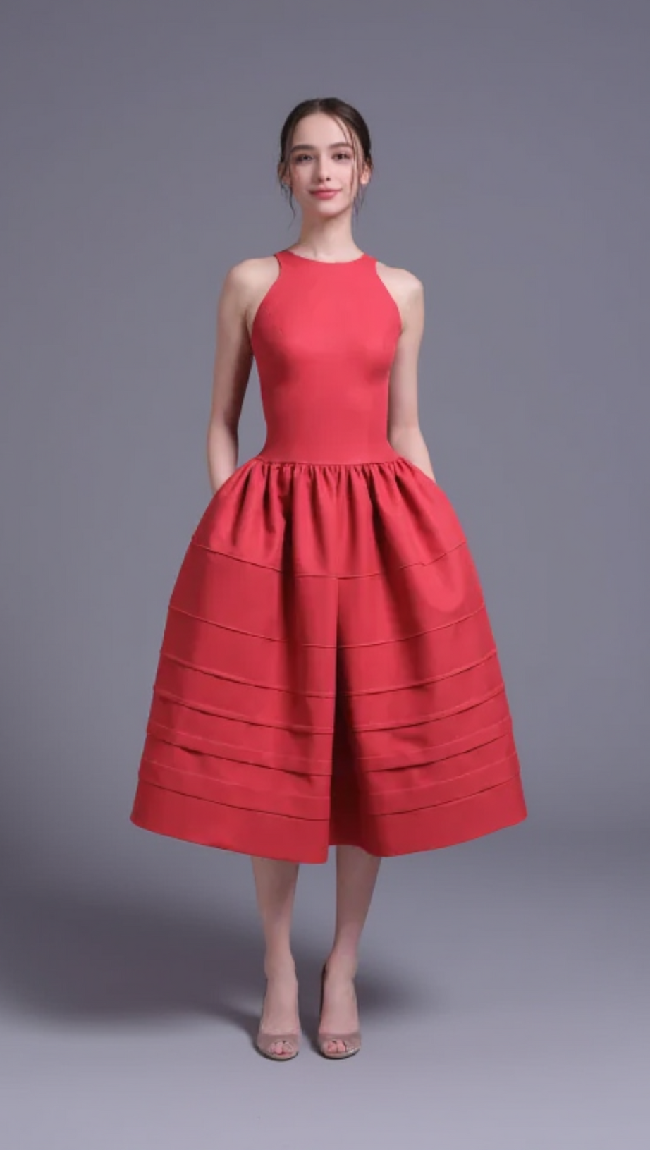 BERRY BELL-SHAPED MINI DRESS IN RED