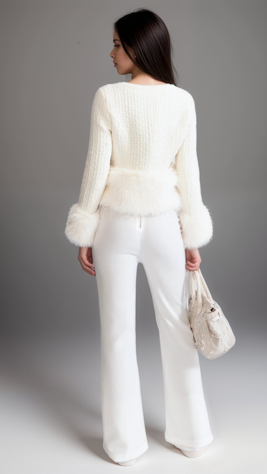 Tweedjacke mit Kunstpelz-Akzenten