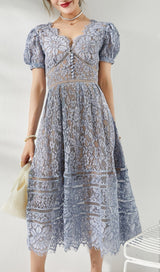 FINE CORD LACE MIDI DRESS