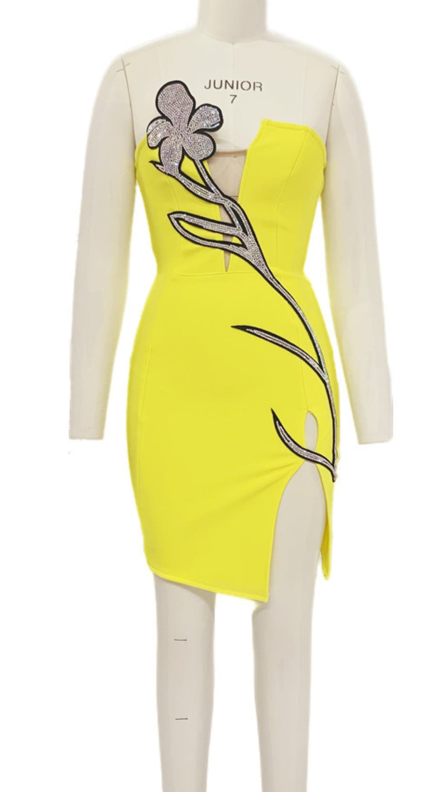 Tüll Mesh Blume heißes Diamantkleid schwerer Schlitz sexy Minikleid 