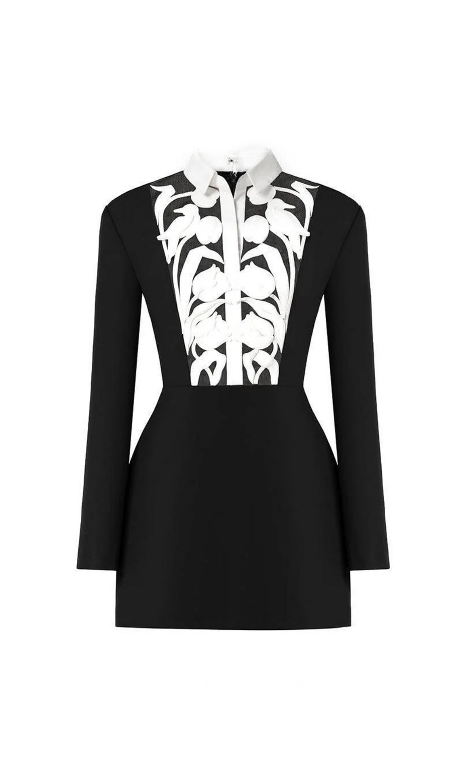 Ausgehöhltes A-Linien-Minikleid in Schwarz