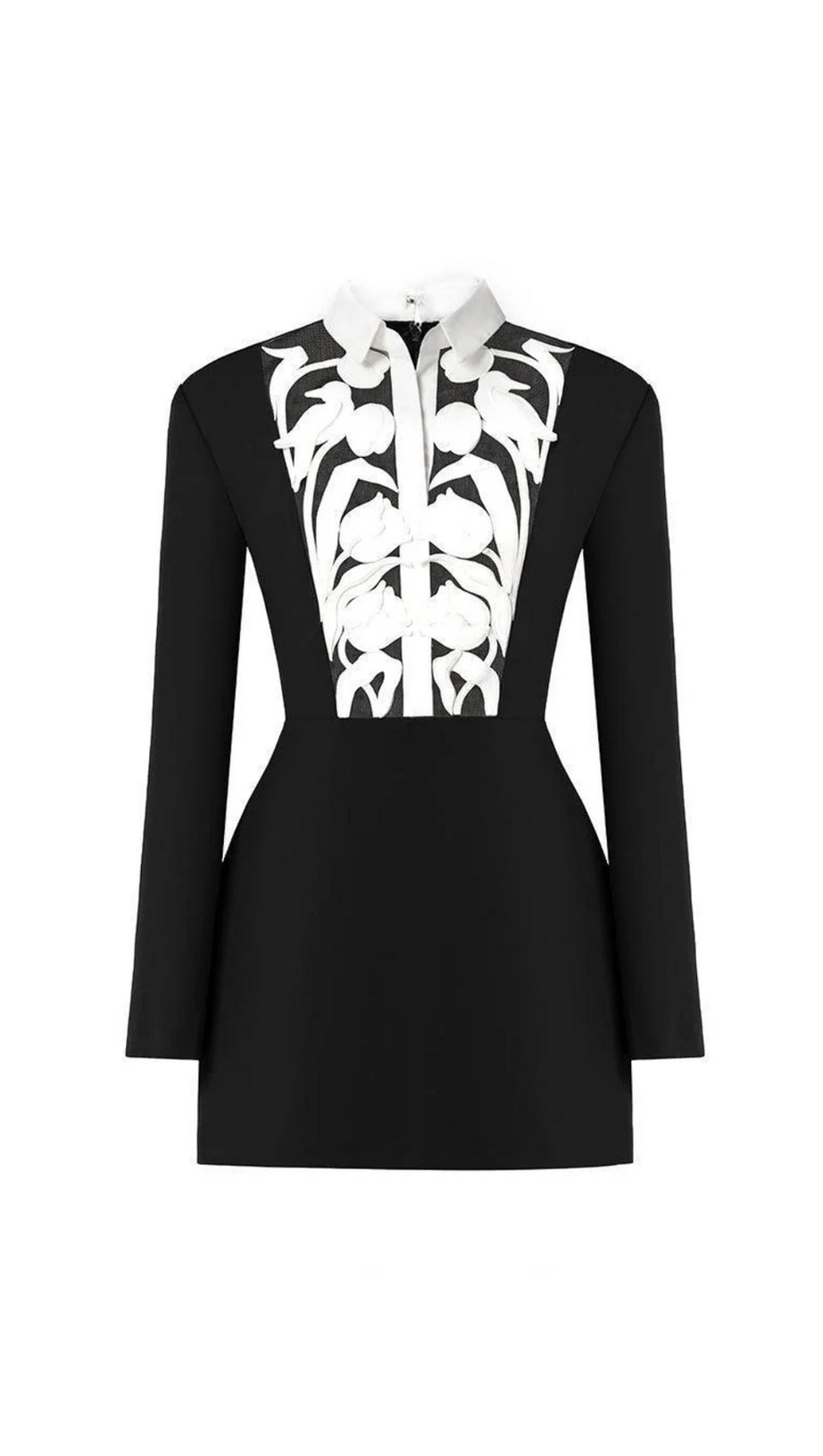 HOLLOW A-LINE MINI DRESS IN BLACK