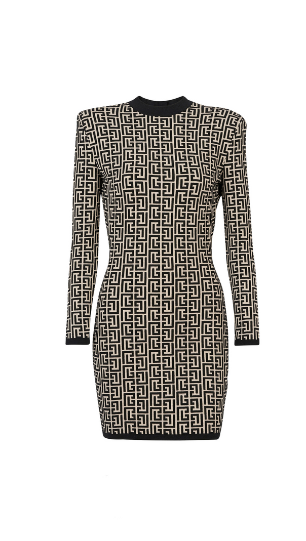 AIIZIE SHORT BICOLOR JACQUARD MINI DRESS WITH MONOGRAM - product image