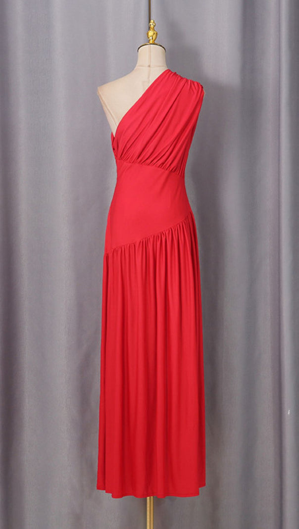 AIIZIE Jordon Red One-Shoulder Maxi Dress: Stunning Gala & Wedding Guest Gown - product image