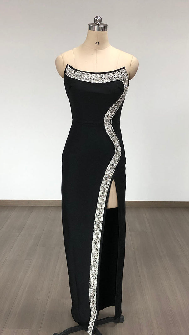 AIIZIE AMBER-EMBELLISHED BANDAGE GOWN IN BLACK - product image