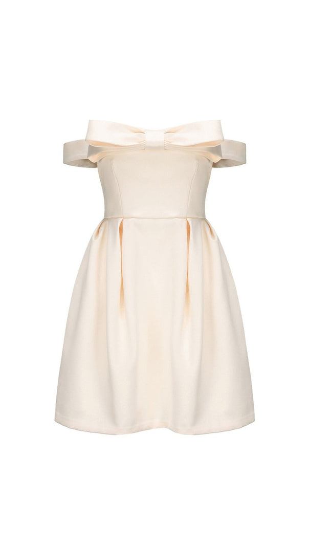 AIIZIE BOW MINI DRESS IN BEIGE - product image