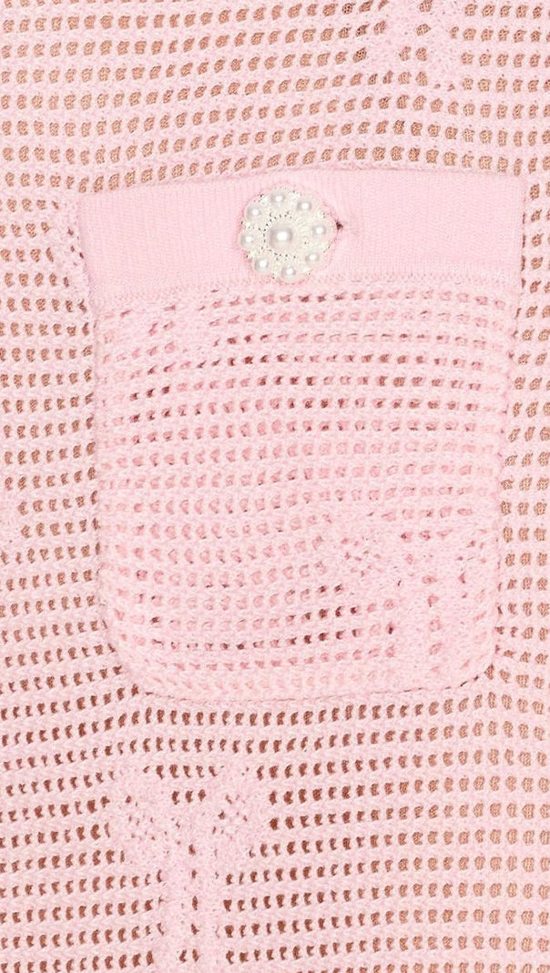 AIIZIE PINK BOW CROCHET CRYSTAL TRIM MINI DRESS - product image