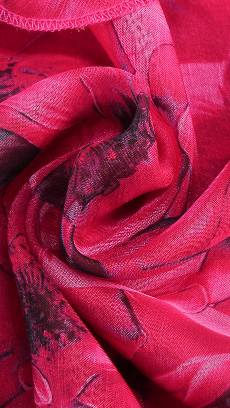 FLORAL RUFFLE MAXI DRESS IN HOT PINK