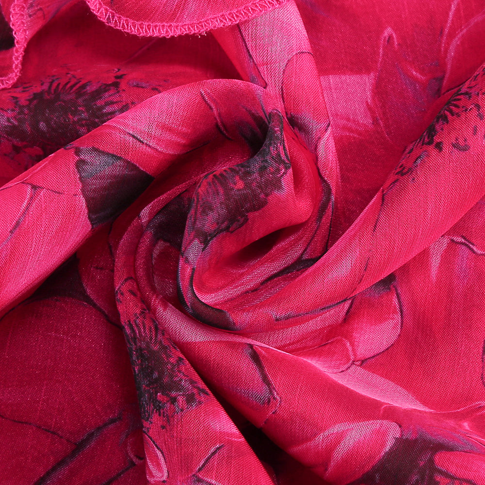 AIIZIE FLORAL RUFFLE MAXI DRESS IN HOT PINK - product image
