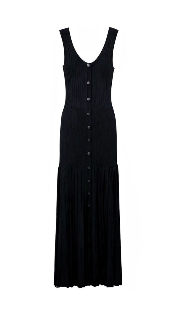 AIIZIE Jackie Black Ribbed Knit Maxi Dress & Cardigan Set - Effortless 2-Piece Style - product image
