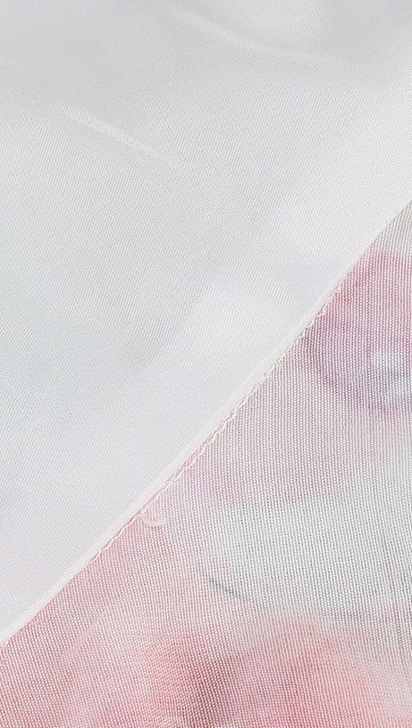 SABINA PINK GREEN ASYMMETRIC FLORAL HALTER MIDI DRESS